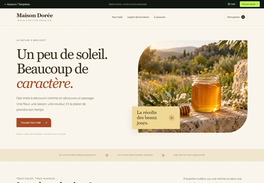 Aperçu du template de boutique de miel Maison Dorée