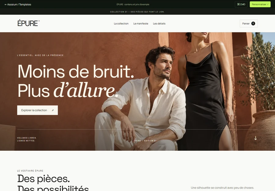 Aperçu du template de boutique de vêtements ÉPURE